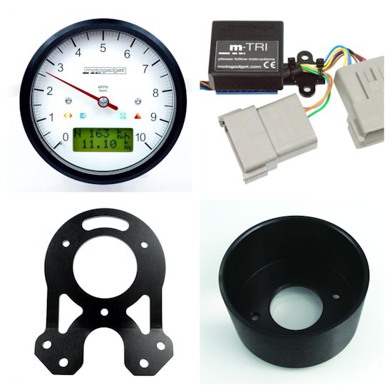 Motogadget Speedometer and Tachometer Gauge Cluster for the Triumph Bonneville, SE, T100, Thruxton and Scrambler